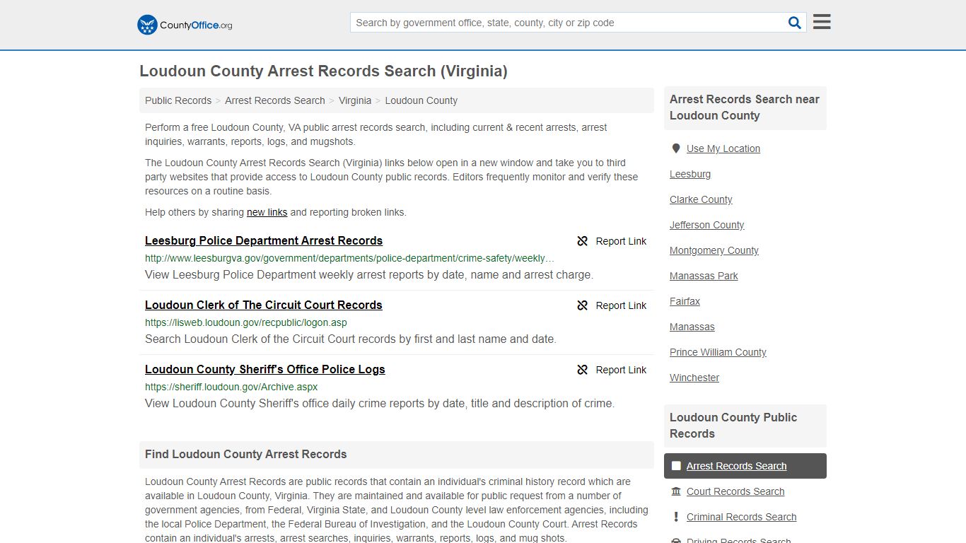 Arrest Records Search - Loudoun County, VA (Arrests ...